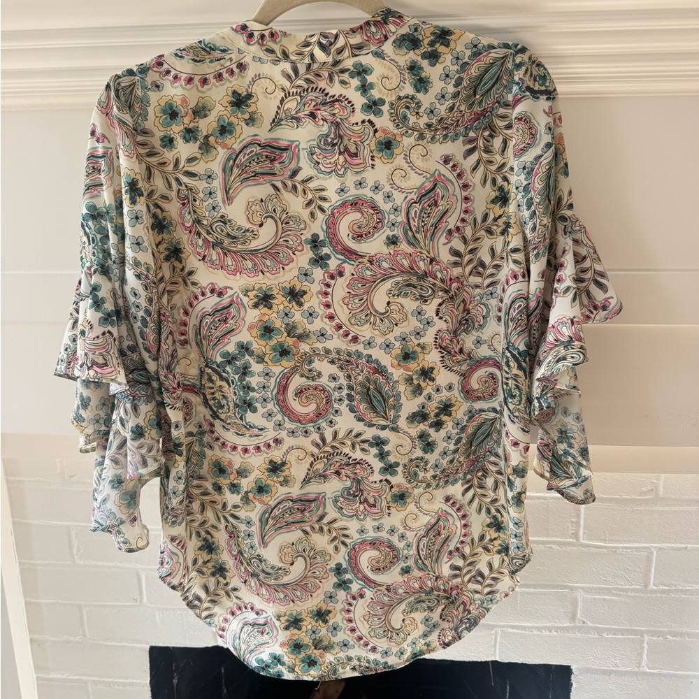 Vince Camuto Multicolor Paisley Ruffle Blouse